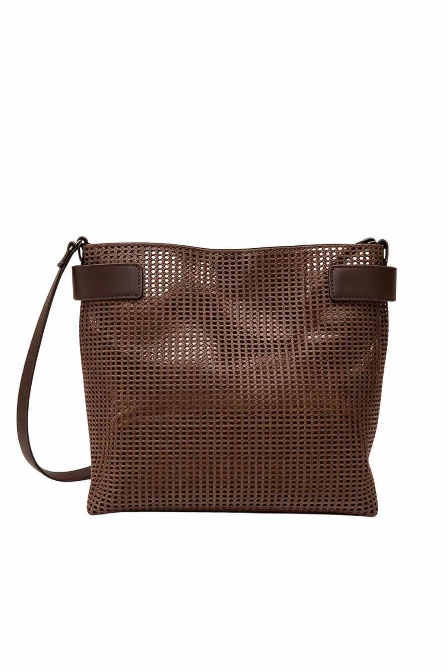 NEW BRUNELLO CUCINELLI women's essence sparkling net handbags in brown